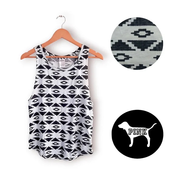● Victoria's Secret | VS PINK Aztec Tribal Print Teal Tank Top - Picture 1 of 10